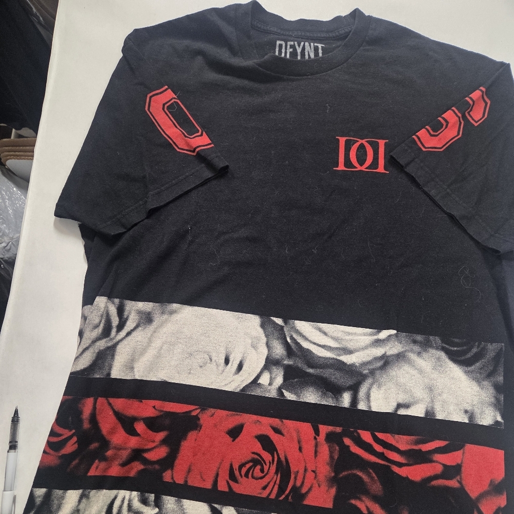 Black and Red Floral Graphic Tee